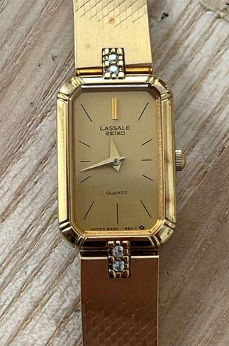 Seiko Lassale  Ladies Watch Rare Vintage Genuine Diamonds Gold Tone Bracelet Dial