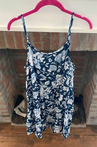 Loft NWT  Y2K Speghetti Strap Shift Floral Blue Dress Early 90’s Style vibe Large