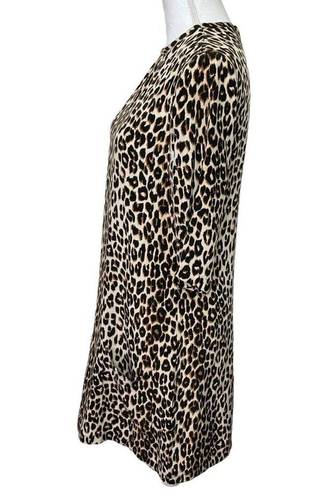 Equipment  Femme Womens Aubrey Dress Leopard Print Silk Shift 3/4 Sleeves Size XS