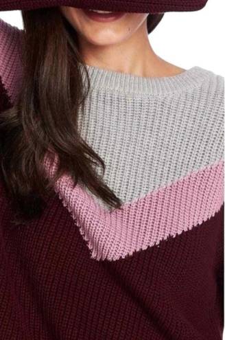 1. State  Chevron Colorblock Oversized Chunky Knit Sweater Sz S