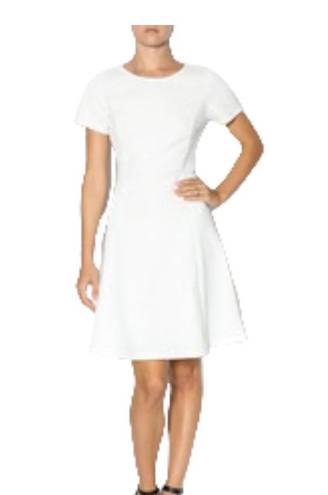 Renee C  Ivory Short Sleeve A-Line Quilted Dress Women's Size Large