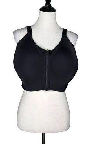 Torrid  Active Wire Free Hi Impact Zip Front Black Sports Bra Women Size 44 DD