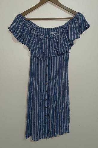 American Eagle  Blue And White Striped Button Down Dress