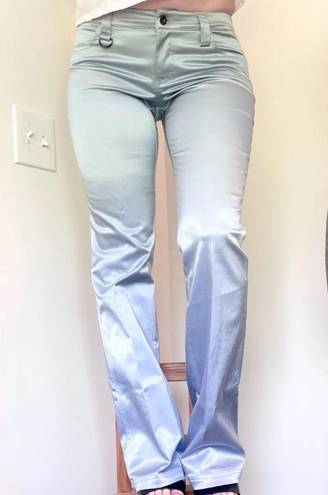 Guess 2000s era Y2K satin pants baby blue  flare low rise pants