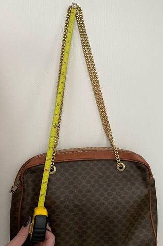 CELINE  Vintage Macadam Chain Shoulder Bag Leather PVC interior monogram brown