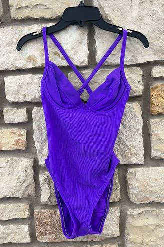 Victoria's Secret Vintage 1995 Victoria’s Secret Highcut Purple Bathing Suit