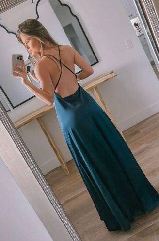 Satin Navy Blue Maxi Dress