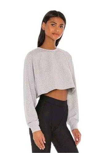 Alo Yoga  Cropped Double Take Pullover Sweater Gray Heather Women's Size S EUC