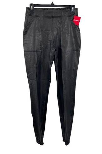 Spanx NWT  Leather Like Faux Leather Noir Black Jogger Pants Size Small