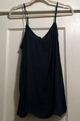 Gap  | Basic Black Tank Top Adjustable Spaghetti Straps Size Large Front Buttons