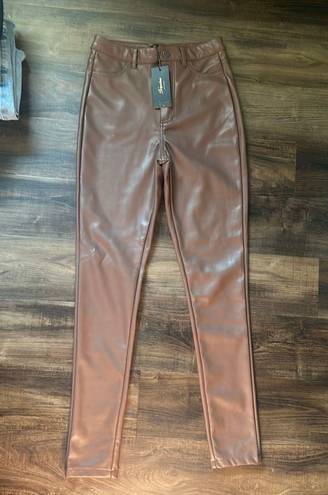 Shinestar Brown Leather Pants