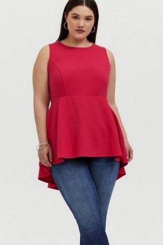 Torrid  NWT Fuchsia Pink Textured Ponte Hi-Lo Peplum Top 3