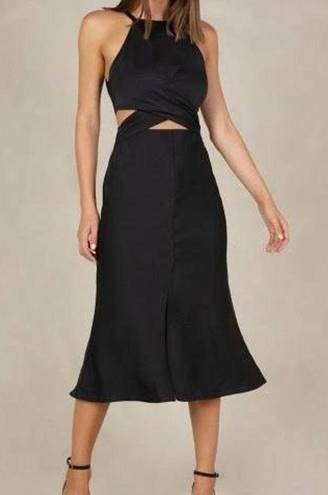 Misha Collection  Black Murel Halter Cut Out Midi Dress Size 2