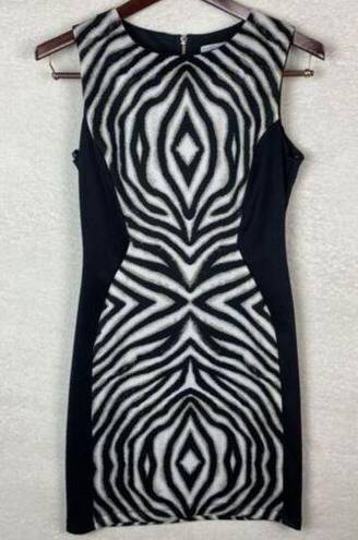 Bisou Bisou ‎ Michele Bohbot Black Tan White Zebra Print Business Size 10