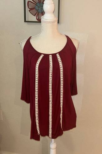 Top Girl La size women’s 1X open shoulder red with lace top