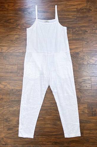 Aura  • Linen Jumpsuit one piece romper overalls white breezy beach minimalist