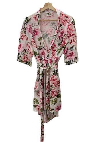 Show Me Your Mumu EUC  Bridal White and Pink Floral Robe Size S-L