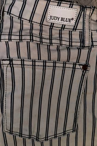 Buckle White And Dark Blue Stripped Bell Bottoms