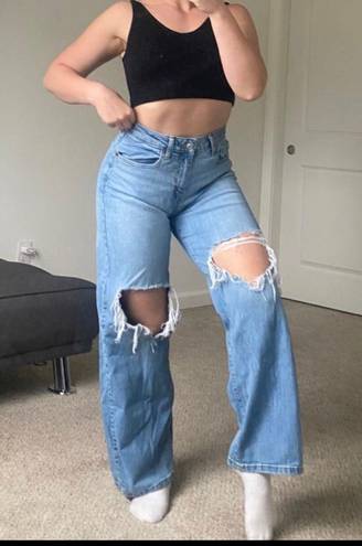 Baggy High Waisted Jeans Size 4 Blue