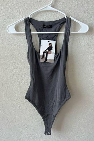 Naked Wardrobe NWT  Charcoal Grey Racerback Bodysuit