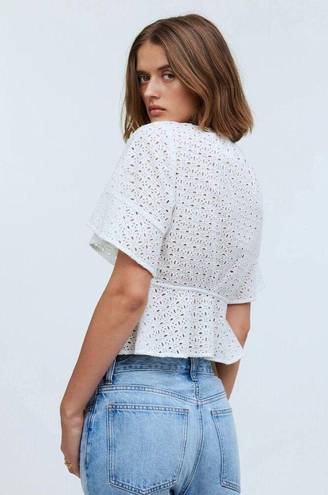 Madewell Tie-Front Top in Eyelet SOFT WHITE NWT