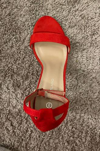 Shoe Land Red Platform Heels