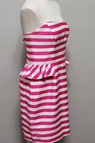 Lilly Pulitzer  Maybell Pink/White Short Barbiecore Stripe Strapless Dress Size 8