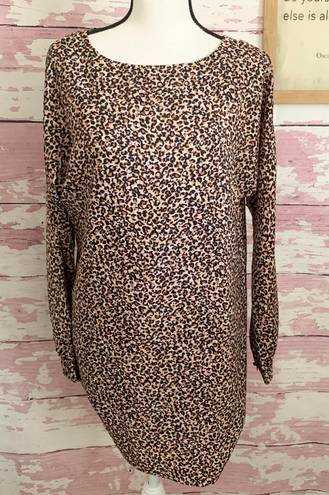 Loft Leopard Print Long Sleeve Scoop Neck Dress in a size XS