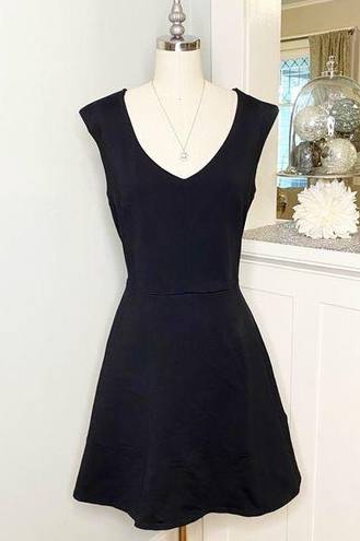 Cynthia Rowley  Black V Neck Fit & Flare Dress Large