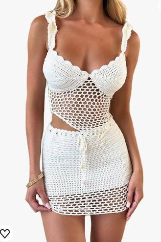 White Crochet Set/ Beach Cover Up