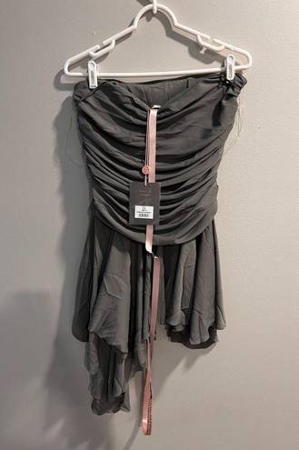 House Of CB NWT  Valeria Smoke Gathered Asymmetric Dress Size Medium