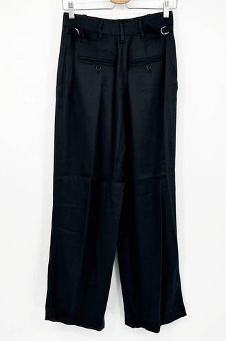 Club Monaco  Womens 100% Viscose Tab Detail Wide Leg Trouser Pants Size 6 Black