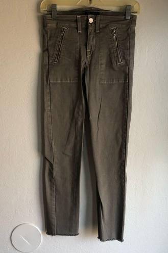 Ramy Brook  Eva Mid Rise Zip Pockets Ankle Length Skinny Sage Green Jeans 25