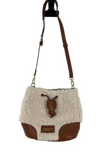 Isaac Mizrahi  ‎ Brown Ivory Bucket Sherpa Crossbody Bag