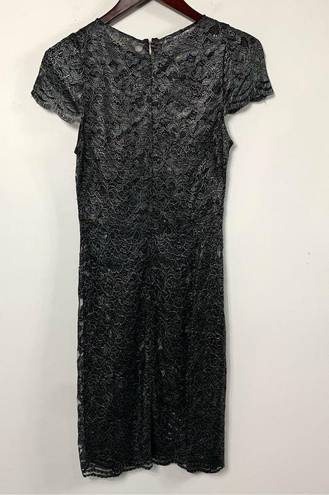 L'Agence L’AGENCE Black & Silver Sheer Floral Dress