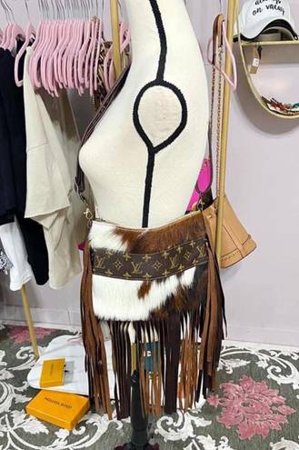 Hide & Leather Fringe Crossbody Brown