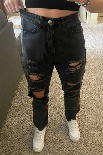 Pretty Little Thing Black Distressed Jeans