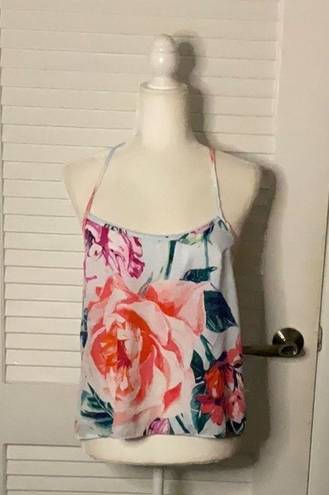 In Bloom  By Jonquil Size Small Pajama Tank Floral Lace Back Adjustable Straps