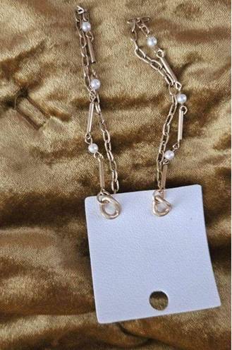 Free People EARRINGS NEVER WORN GOLD PEARL CHAIN HOLIDAY