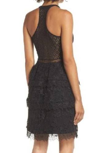 Heartloom  Black Victoria Ruffle Lace Halter Mini Dress Women's Size Small NWT