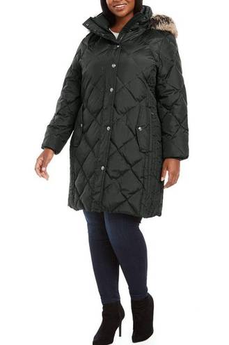 London Fog NWT  Maxi Puffer Coat With Removable Faux Fur Hood