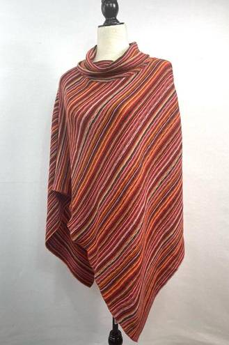 Big Buddha  Multi Color Striped Orange and Red Poncho