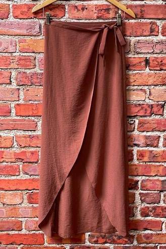 Topshop Bronze  High Low Wrap Flowing Maxi-Length Skirt