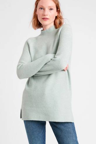 Banana Republic Grey Merino Wool Long Mock Neck Sweater