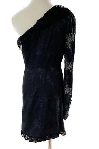 Alexis  Ilana One Shoulder Black Lace Mini Cocktail Evening Dress size M = US 4/6