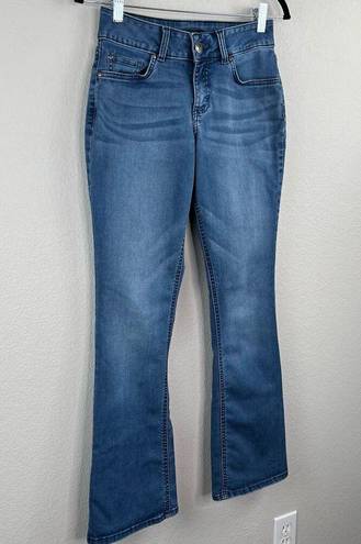 Lee  Riders Mid Rise Bootcut Jeans Dark Wash Embroidery Stretchy 6M 27 Waist