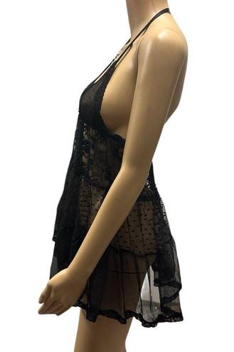 Frederick's of Hollywood  Black Lace Mesh Chemise Sheer Lingerie Women’s XS