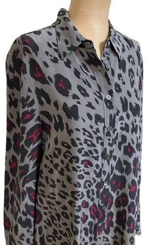 Equipment  animal print silk shirt dress size Small