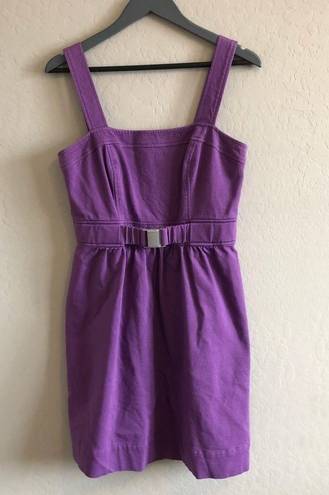 Shoshanna 𝅺 Violet Cotton Pique Buckled Tank Dress