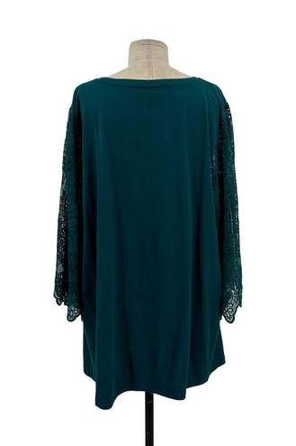 City Chic  Embroidered Angel Top Alpine Green Blue Size XXL / Plus Size 24